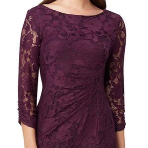 Tahari Plum Lace Mother of the Bride Dress Size 16